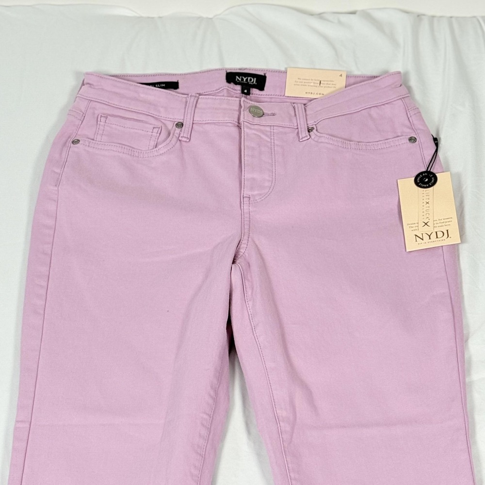 NYDJ Sheri Slim Jeans Denim Womens 4 Mauve Mist Purple Ankle Raw Hem Stretch - Picture 4 of 14